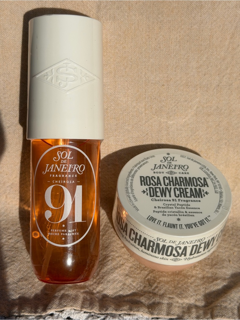 NEW~ Sealed ! Sol de Janeiro Rosa Charmosa Dewy Cream & 91 Fragrance Mist Set